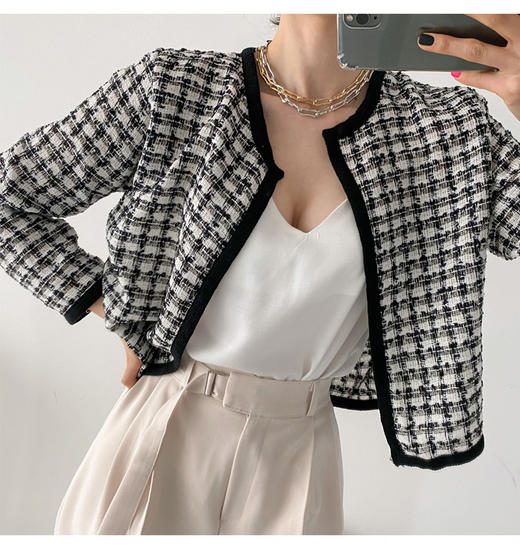 blisssalon      格纹羊毛外套开衫JPY带授权招加盟代理 商品图3