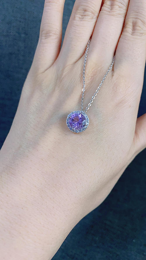 【水晶项链/耳钉】紫水晶吊坠/紫水晶耳钉（配礼盒 手提袋 鉴定证书） 商品图3