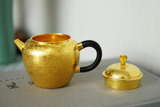 蓝珀小金壶 纯银鎏24K金 特价 商品图2