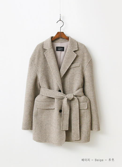 MORETHANBETTER  羊毛90手工制作人字形半外套腰带JPY带授权招加盟代理 商品图1