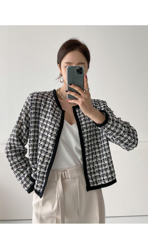 blisssalon      格纹羊毛外套开衫JPY带授权招加盟代理 商品图2