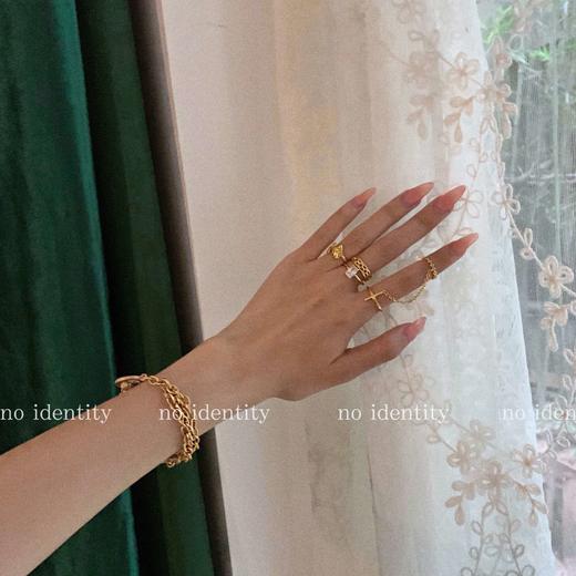 no identity 独立设计925银十字架玫瑰欧美度假风链条关节戒指 商品图2