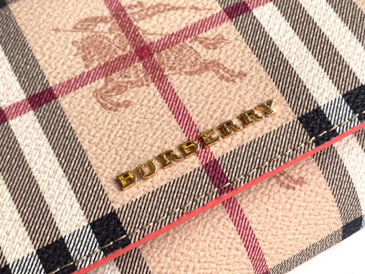 格纹拼皮革斜背包-西瓜红 商品图4