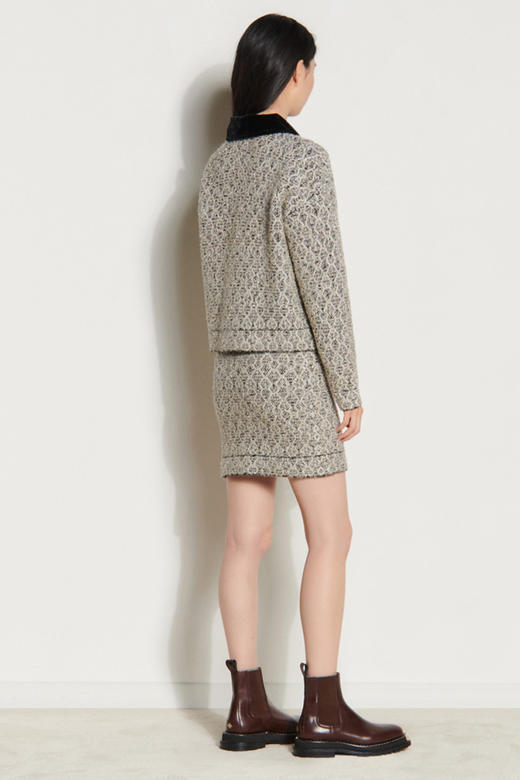 sandro       花呢天鹅绒立领开襟衫JPY带授权招加盟代理 商品图0