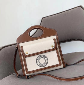Burberr棕色pocket包log圆款