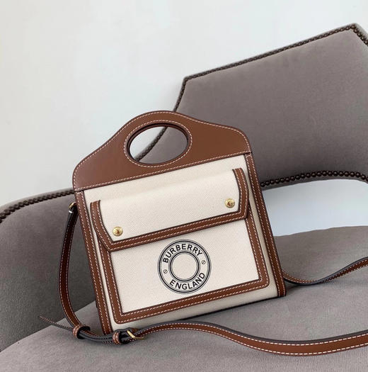 Burberr棕色pocket包log圆款 商品图0