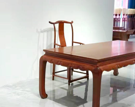 红桥红 家具严选 缅甸花梨（大果紫檀）【212 有束腰 卷纹马蹄腿 画桌】 商品图6