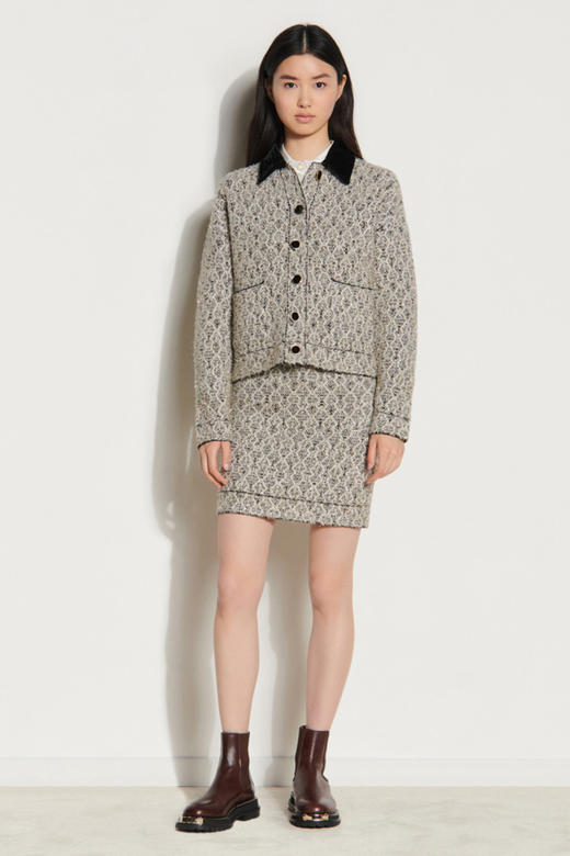 sandro       花呢天鹅绒立领开襟衫JPY带授权招加盟代理 商品图1