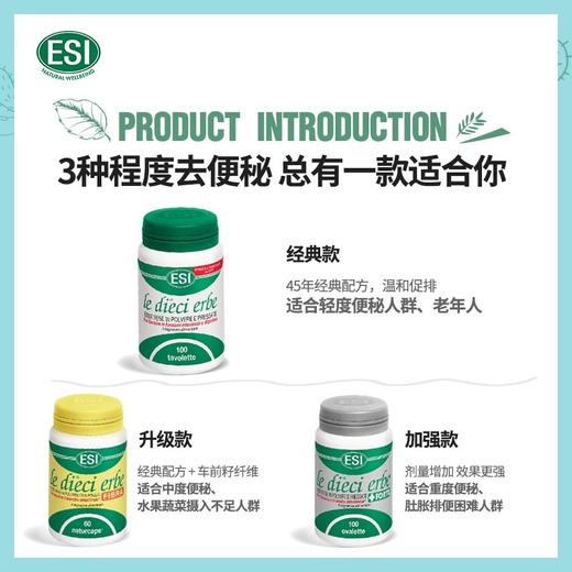【保税直邮 郑州保税】意大利ESI草本清肠片100粒排宿便膳食纤维片 商品图3