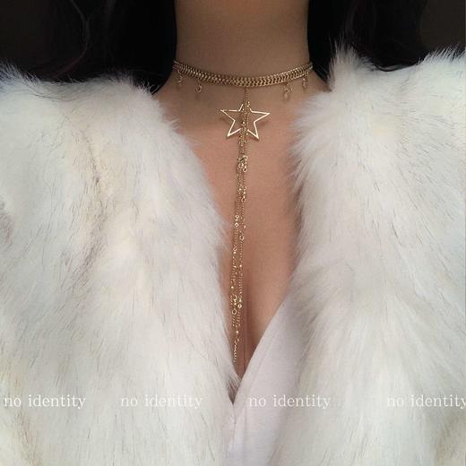 noidentity 冬日造型感超强流苏星星水晶choker圣诞限定项链长款 商品图4