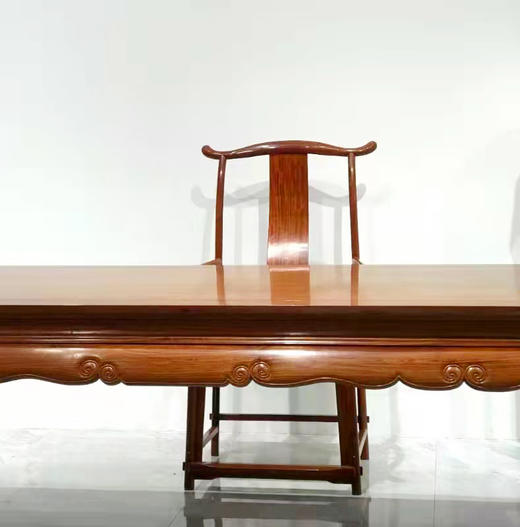 红桥红 家具严选 缅甸花梨（大果紫檀）【212 有束腰 卷纹马蹄腿 画桌】 商品图7