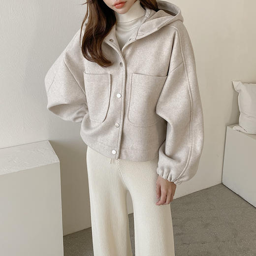 MORETHANBERRER  琥珀色羊毛连帽短外套JPY带授权招加盟代理 商品图0