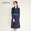 【特价不退换】阿菁娜职场风格纹西装领不规则连衣裙A26C112031 商品缩略图2