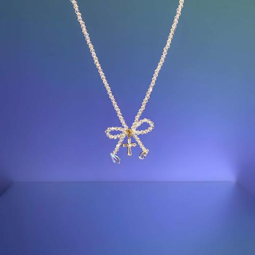 no identity 原创设计通体水晶十字架蝴蝶结choker精致温柔项圈 商品图3