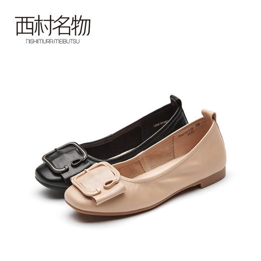 西村名物2021春季新款舒软一脚蹬几何饰扣小单鞋奶奶鞋T21AE13111 商品图0