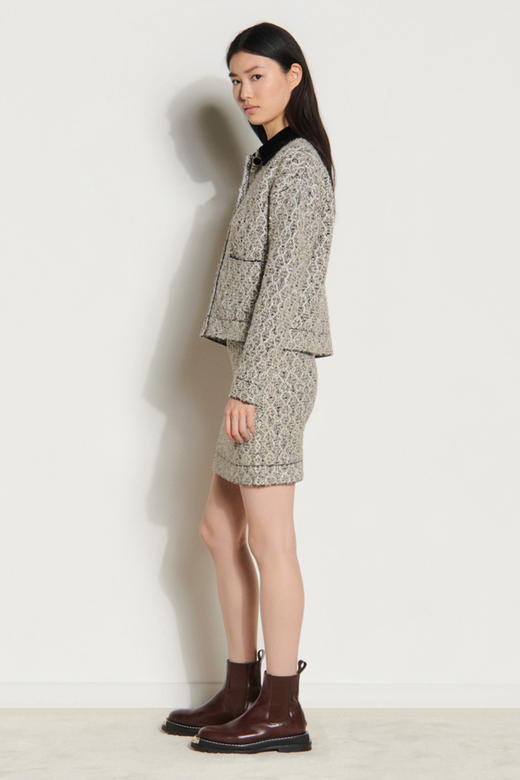 sandro       花呢天鹅绒立领开襟衫JPY带授权招加盟代理 商品图4