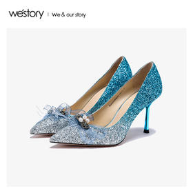 westory2020春季新品尖头璀璨钻饰细跟高跟鞋女W29AE50068