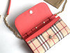 格纹拼皮革斜背包-西瓜红 商品缩略图6