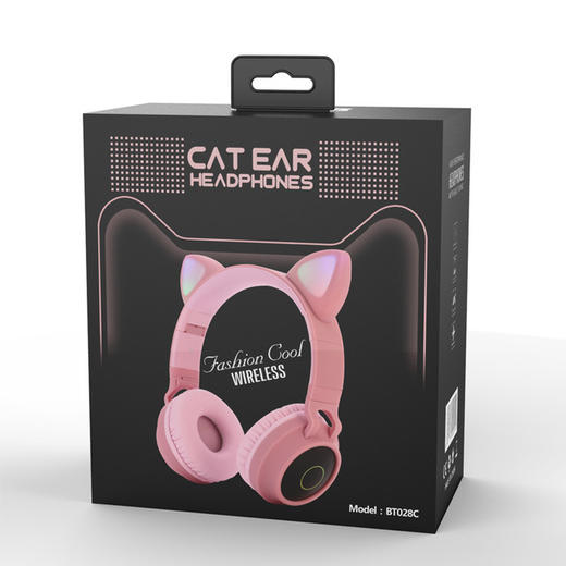 【耳机】猫耳朵头戴式蓝牙耳机 无线发光耳机电脑电竞耳麦 商品图3