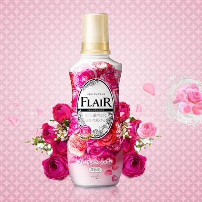 日本花王FLAIR衣物柔顺剂除臭持久芳香味持久防静电除皱柔软剂 玫瑰花香 540ml（377470） 商品图0