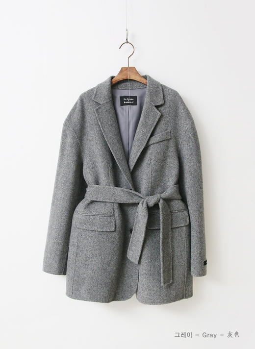 MORETHANBETTER  羊毛90手工制作人字形半外套腰带JPY带授权招加盟代理 商品图3