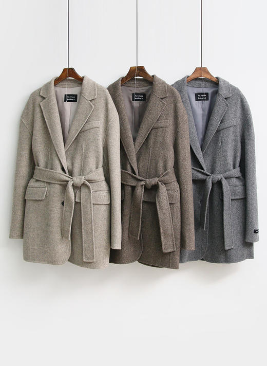 MORETHANBETTER  羊毛90手工制作人字形半外套腰带JPY带授权招加盟代理 商品图0