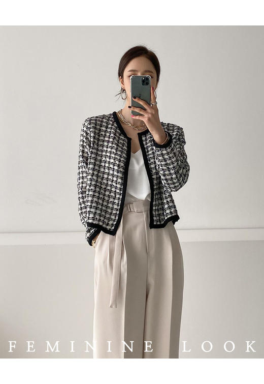 blisssalon      格纹羊毛外套开衫JPY带授权招加盟代理 商品图1