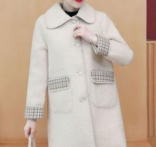 JQ   Pogri冬季格纹米色女士尖头浅色大衣JPY带授权招加盟代理 商品图0