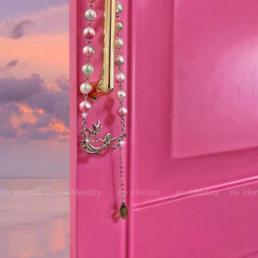 noidentity原创独立设计复古水晶面具彩色珍珠项链y2k锁骨链 商品图4