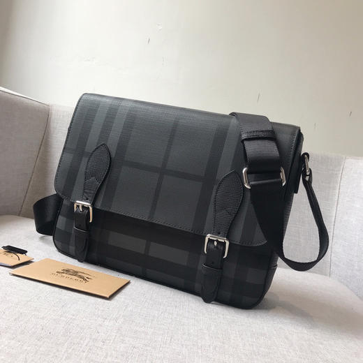 双扣男士邮差包-黑 商品图1