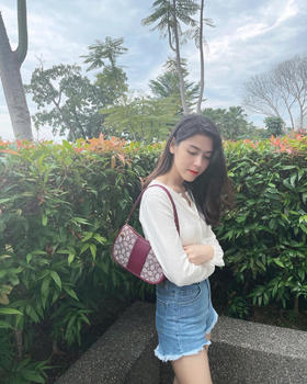 coach swinger麻将包腋下包-蓝色/酒红