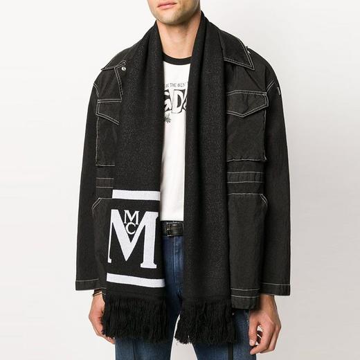MCM 男女同款秋冬新品保暖黑色羊毛混纺长流苏围巾丝巾 MEFAAMM05-13190161 商品图5