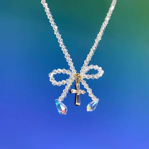 no identity 原创设计通体水晶十字架蝴蝶结choker精致温柔项圈 商品图4