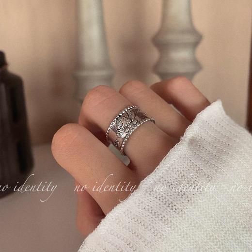 高级感天使小众设计手工刻字冷淡风开口ins潮复古可调节简约戒指 商品图1