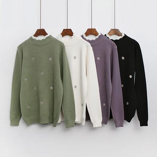 osjarak妇女的秋半极性花瓣图案Shibori针织长袖T恤JPY带授权招加盟代理 商品图0