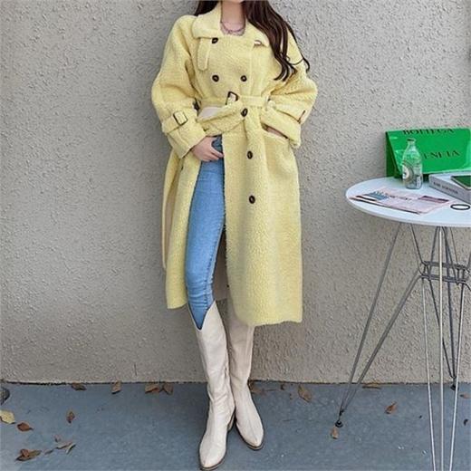 Dressnalda  甜柠檬茶蓬松双层长外套mouterJPY带授权招加盟代理 商品图0