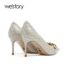 westory高跟鞋女春季新款尖头细跟婚鞋新娘鞋宴会52631 商品缩略图2