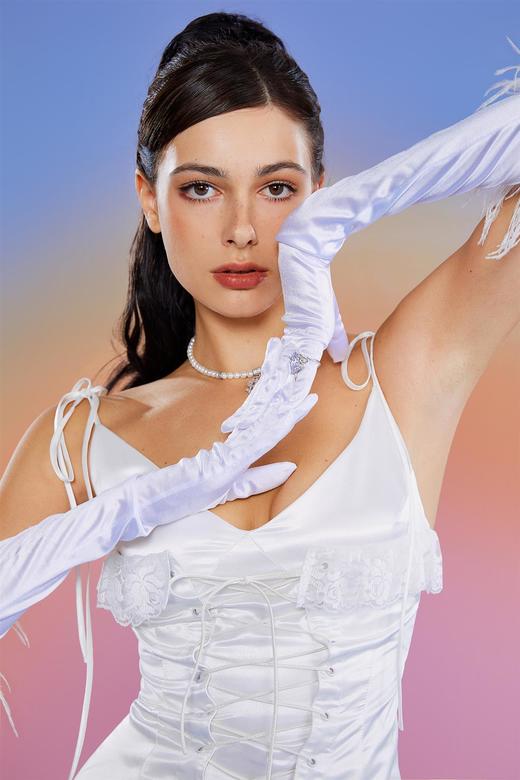 Gently sunk-in原创解构复古蕾丝雪纺荷圣诞宫廷修身吊带连衣裙白 商品图3