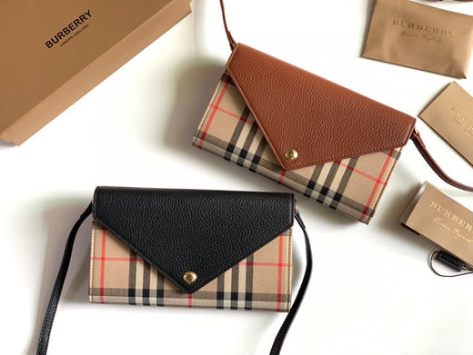 格纹拼皮革钱夹（含可拆式背带） 商品图0