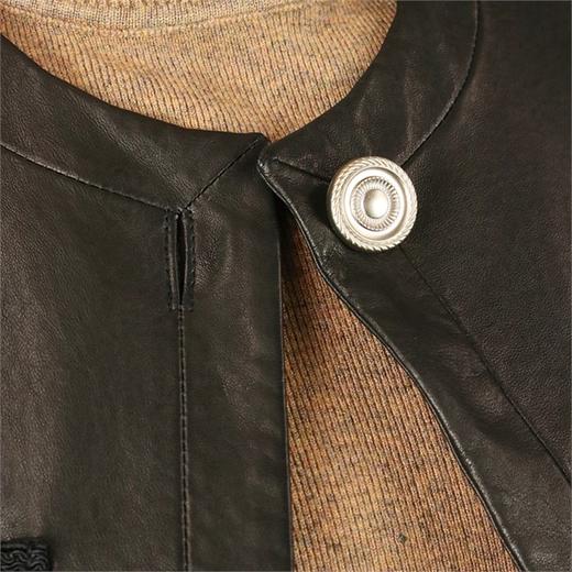 Ecolie   无领纽扣装饰羊皮短外套JPY带授权招加盟代理 商品图4