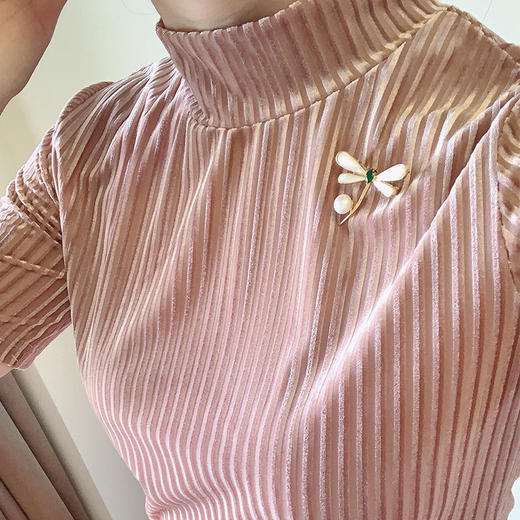 【à perles】浪漫风中领短袖丝绒T浪漫四色小豹纹、优雅紫，雾霾蓝，樱花粉【清仓，不退不换】 商品图2