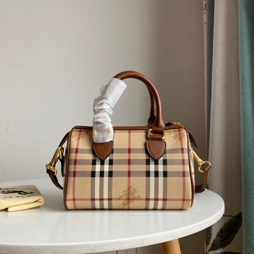 B家中古战马格子波士顿枕头包 商品图3