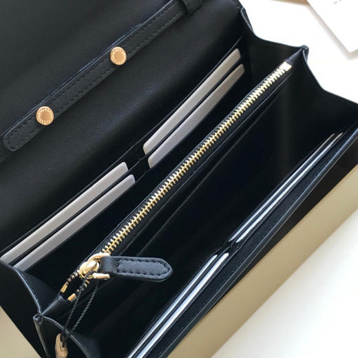 格纹拼皮革斜背包-黑色 商品图7