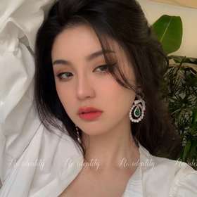 no identity 假日邂逅风情万种不对称法式祖母绿珍珠耳环精致耳饰