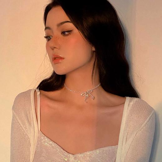 no identity 原创设计通体水晶十字架蝴蝶结choker精致温柔项圈 商品图0