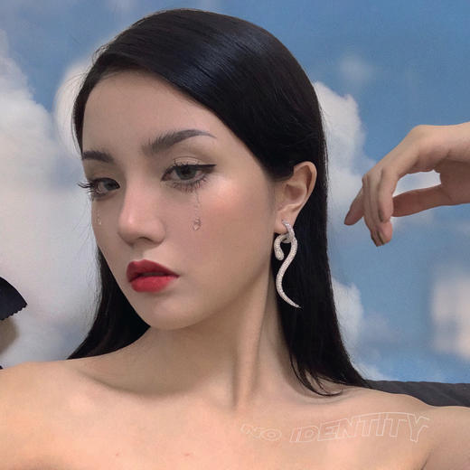 no identity独立设计未来感蛇水钻耳环 商品图0