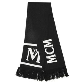 MCM 男女同款秋冬新品保暖黑色羊毛混纺长流苏围巾丝巾 MEFAAMM05-13190161