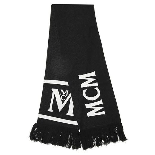 MCM 男女同款秋冬新品保暖黑色羊毛混纺长流苏围巾丝巾 MEFAAMM05-13190161 商品图0