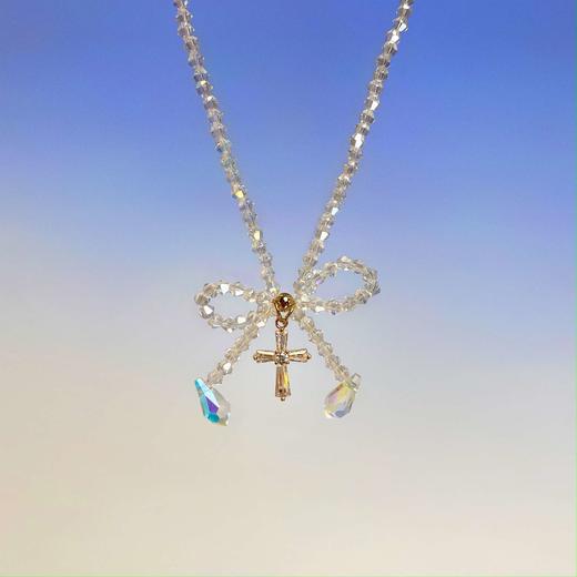 no identity 原创设计通体水晶十字架蝴蝶结choker精致温柔项圈 商品图2