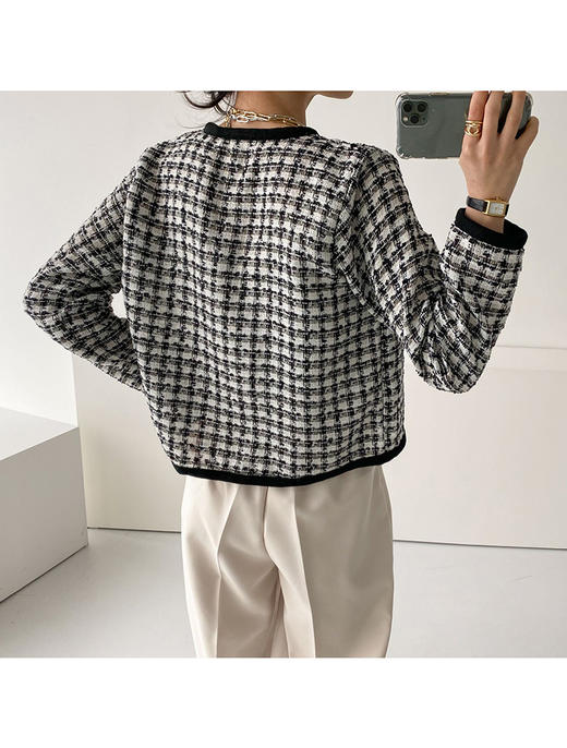 blisssalon      格纹羊毛外套开衫JPY带授权招加盟代理 商品图4